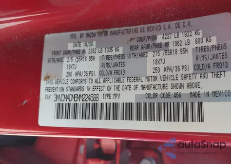 2021 Mazda Cx-30 Premium из США, поврежденный, VIN 3MVDMADM6MM224688